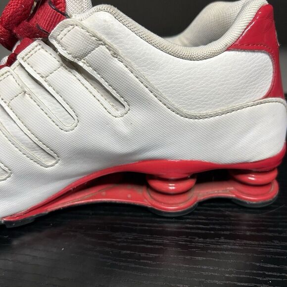 Nike Shox JX Sz 11 Leather White University Red Mens Running Sneakers 378341-110 - Picture 11 of 16